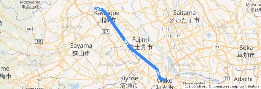 Mapa del recorrido 東京地下鉄の直通運転 - 東上線 de la línea  en Prefettura di Saitama.