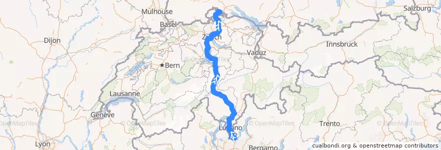 Mapa del recorrido Flixbus N177: Genua, Fanti d'Italia/Principe => Düsseldorf ZOB de la línea  en 스위스.