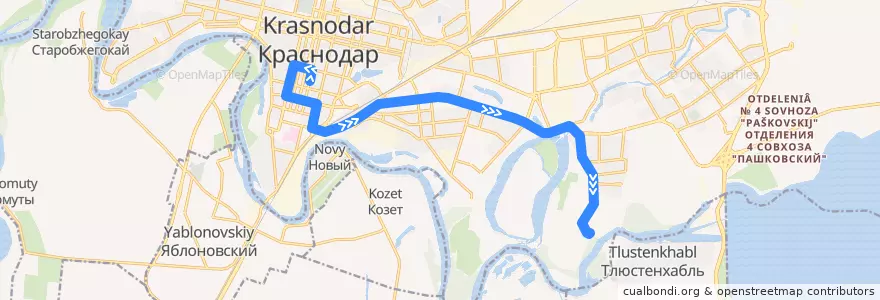 Mapa del recorrido Автобус №37: Кооперативный рынок => ул. им. Валерия Гасия de la línea  en городской округ Краснодар.