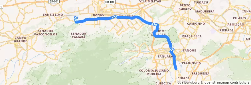Mapa del recorrido Ônibus 803 - Senador Camará → Taquara de la línea  en Rio de Janeiro.
