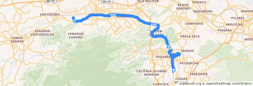 Mapa del recorrido Ônibus 803 - Taquara → Senador Camará de la línea  en Рио-де-Жанейро.