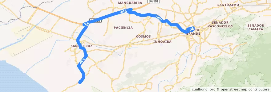 Mapa del recorrido Ônibus 804 - Campo Grande → Largo do Aarão de la línea  en 里约热内卢.