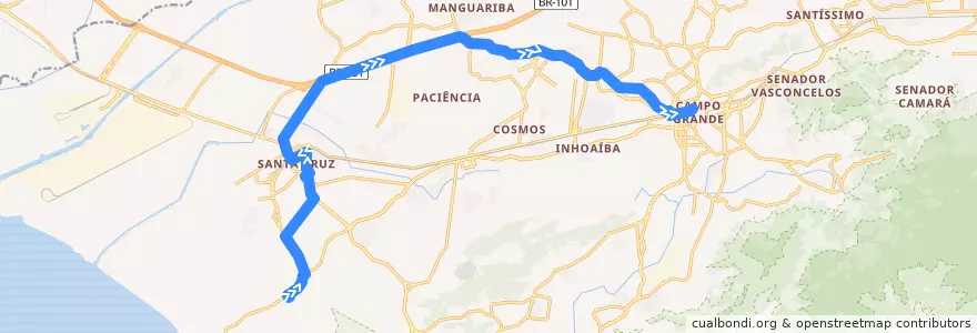 Mapa del recorrido Ônibus 804 - Largo do Aarão → Campo Grande de la línea  en 里约热内卢.