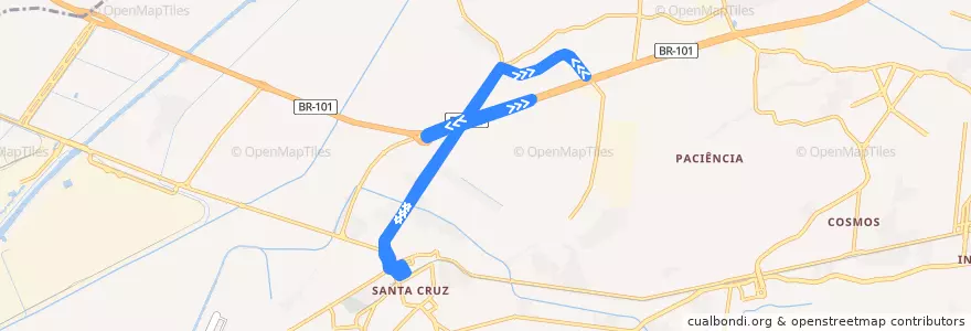 Mapa del recorrido Ônibus 809 - Sagrado Coração → Santa Cruz de la línea  en Rio de Janeiro.