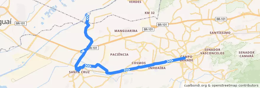 Mapa del recorrido Ônibus 825 - Jesuítas → Campo Grande de la línea  en Rio de Janeiro.