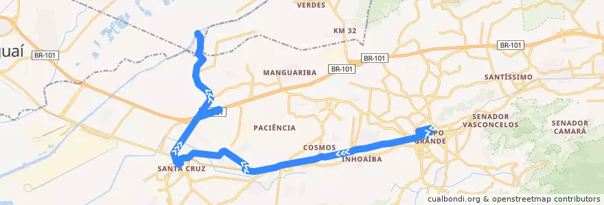 Mapa del recorrido Ônibus 825 - Campo Grande → Jesuítas de la línea  en Рио-де-Жанейро.