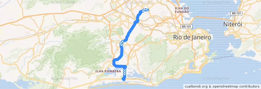 Mapa del recorrido BRT 31 - Vicente de Carvalho → Alvorada de la línea  en Rio de Janeiro.
