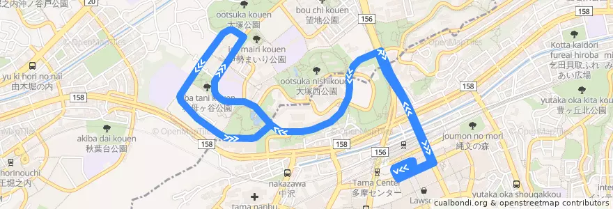 Mapa del recorrido 多17 de la línea  en Tokyo.