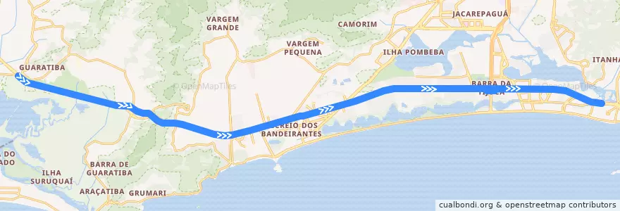 Mapa del recorrido BRT 25 - Mato Alto → Jardim Oceânico de la línea  en Rio de Janeiro.