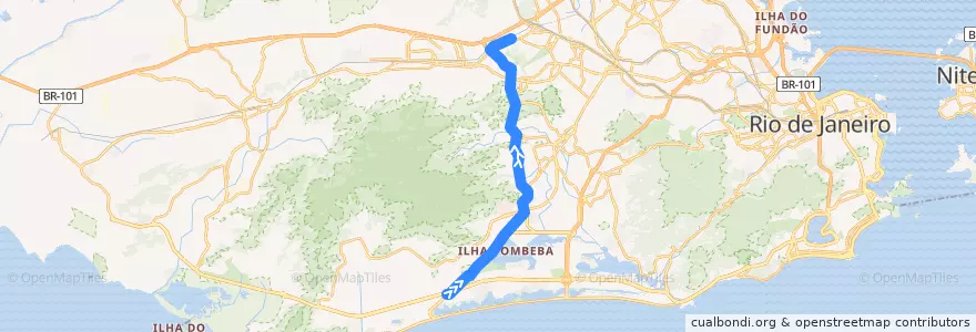 Mapa del recorrido BRT 51 - Recreio → Vila Militar de la línea  en Rio de Janeiro.