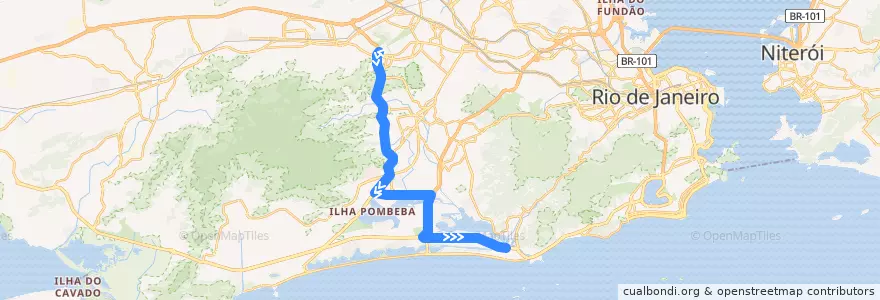Mapa del recorrido BRT 53 - Sulacap → Jardim Oceânico de la línea  en Rio de Janeiro.