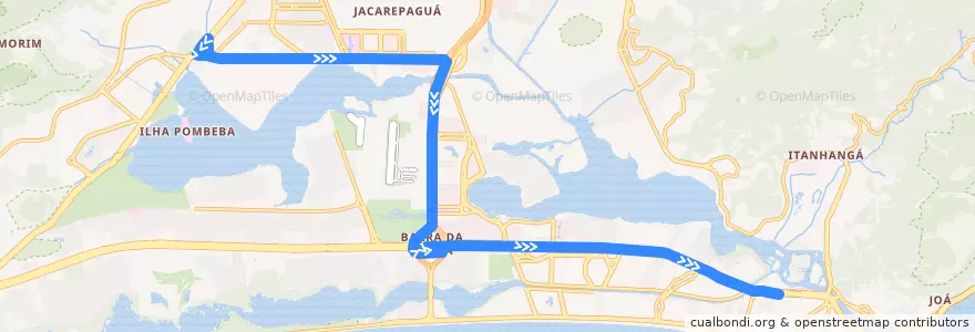 Mapa del recorrido BRT 50 - Centro Olímpico → Jardim Oceânico de la línea  en Rio de Janeiro.