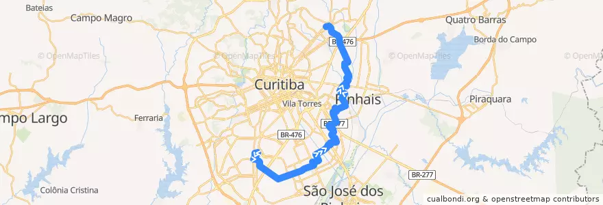 Mapa del recorrido Interbairros III de la línea  en Curitiba.