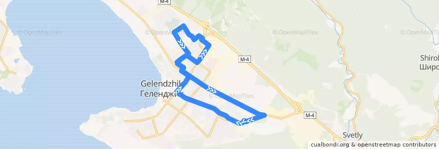 Mapa del recorrido Автобус №6: микрорайон Южный - улица Шмидта de la línea  en городской округ Геленджик.