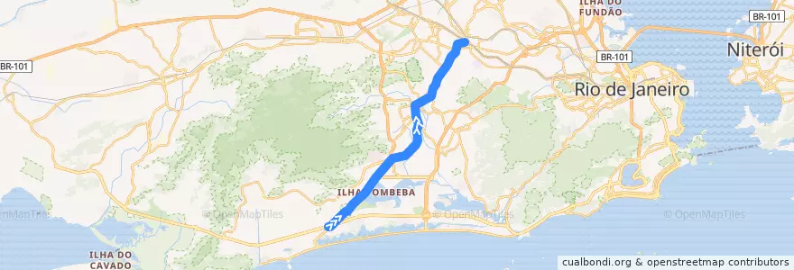 Mapa del recorrido BRT 41 - Recreio → Madureira de la línea  en Rio de Janeiro.