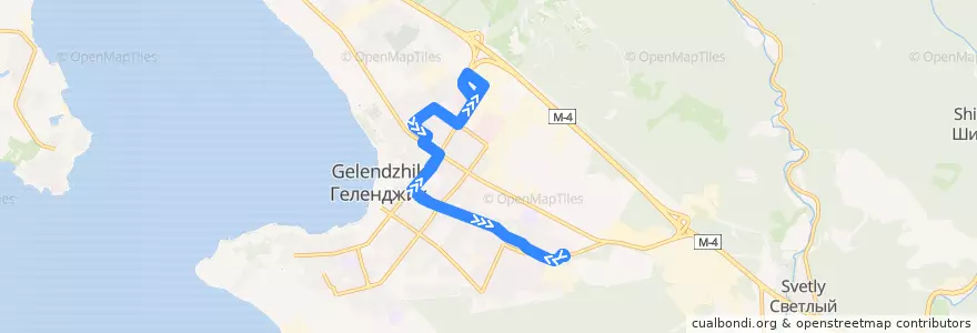 Mapa del recorrido Автобус №6а: микрорайон Южный - Автовокзал de la línea  en городской округ Геленджик.