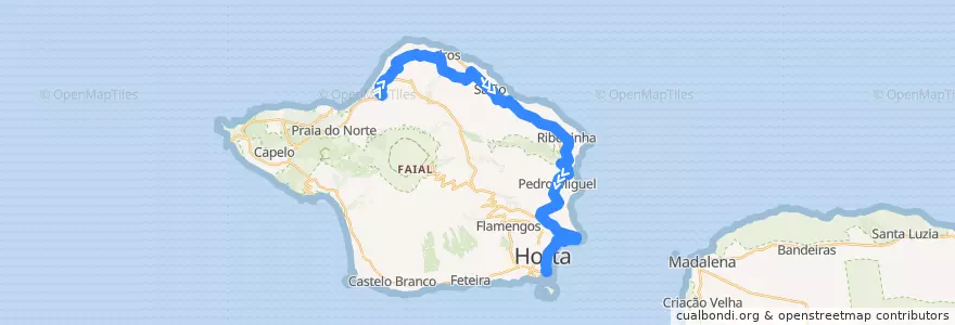 Mapa del recorrido Bus Horta => Ribeira Funda (Norte): Ribeira Funda => Rua José Azevedo (Peter) de la línea  en Faial.