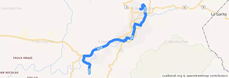 Mapa del recorrido Ruta 3: Solingalpa -> Hospital Regional de la línea  en Matagalpa (Municipio).