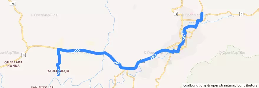 Mapa del recorrido Ruta 6: Yaule -> Prolacsa de la línea  en Matagalpa (Municipio).