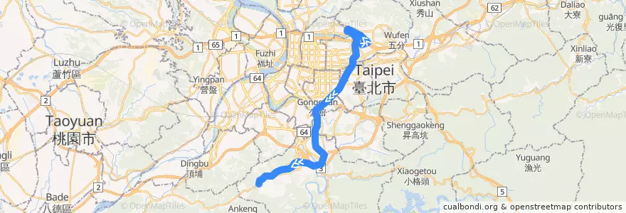 Mapa del recorrido 台北市 內科通勤專車10 內湖科技園區→錦繡 de la línea  en Nouveau Taipei.