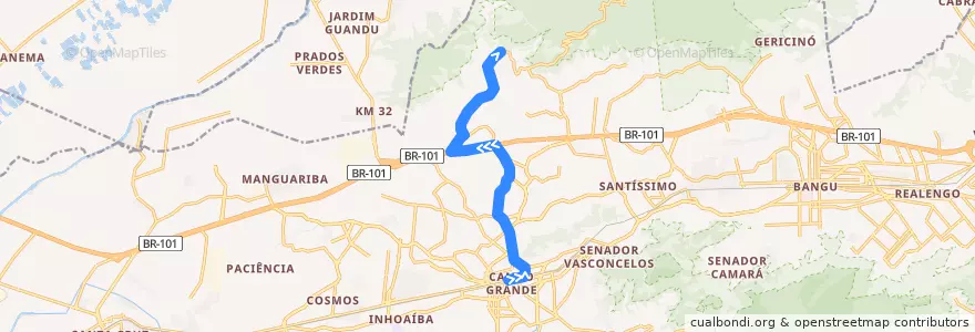 Mapa del recorrido Ônibus 830 - Campo Grande → Pedregoso de la línea  en Rio de Janeiro.