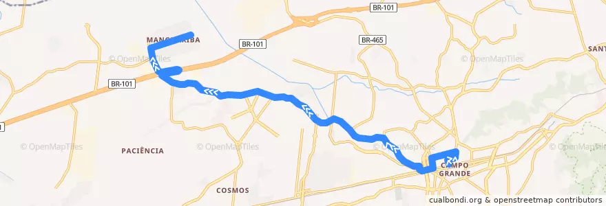 Mapa del recorrido Ônibus 833 - Campo Grande → Manguariba de la línea  en Rio de Janeiro.
