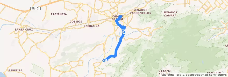 Mapa del recorrido Ônibus 835 - Largo do Correia → Campo Grande de la línea  en Rio de Janeiro.