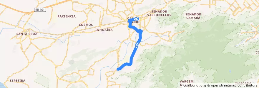 Mapa del recorrido Ônibus 835 - Campo Grande → Largo do Correia de la línea  en Rio de Janeiro.