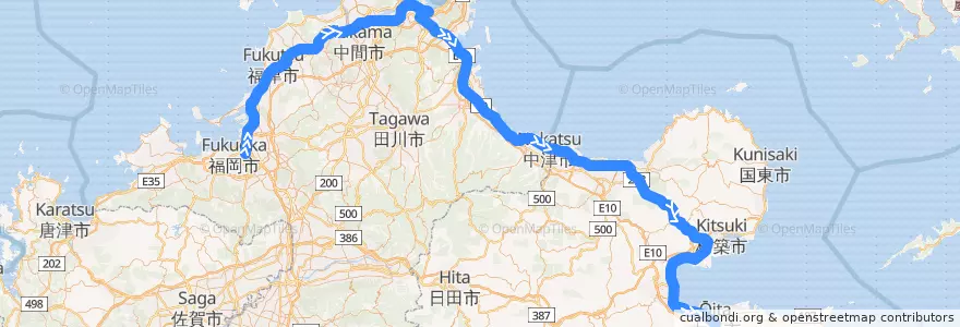 Mapa del recorrido ソニック de la línea  en Giappone.