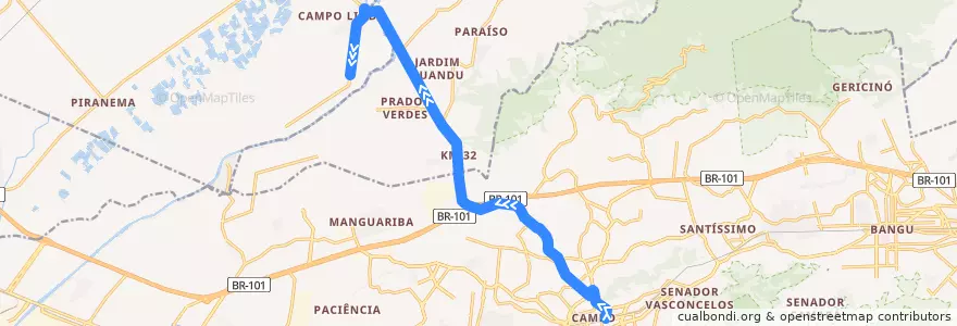 Mapa del recorrido Ônibus 737P - Campo Grande → Campo Lindo de la línea  en Região Geográfica Imediata do Rio de Janeiro.