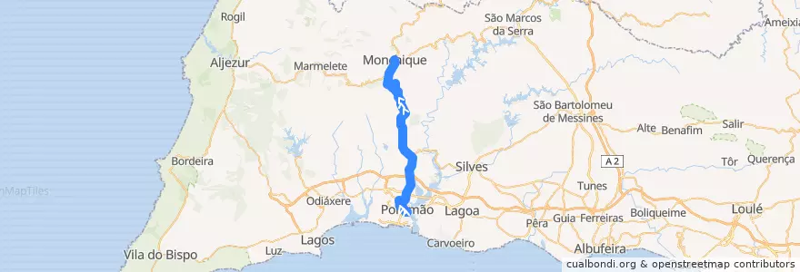 Mapa del recorrido Bus 94: Portimão => Monchique de la línea  en Algarve.