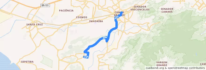 Mapa del recorrido Ônibus 838 - Jardim Maravilha → Campo Grande de la línea  en Rio de Janeiro.
