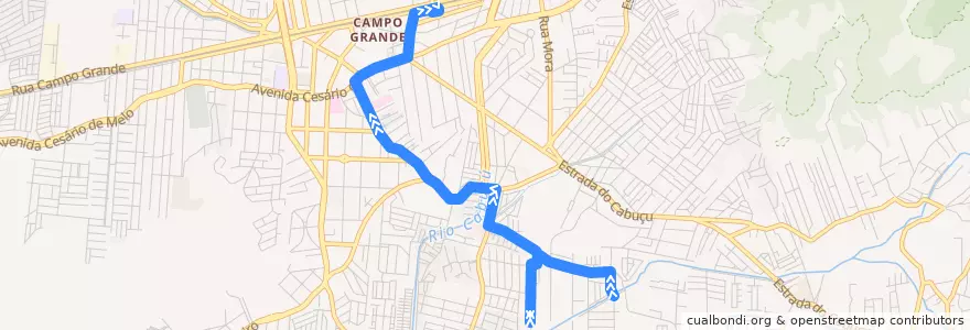 Mapa del recorrido Ônibus 837 - Conjunto da Marinha → Campo Grande de la línea  en Rio de Janeiro.