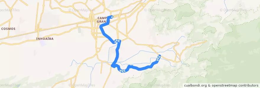 Mapa del recorrido Ônibus 836 - Caboclos → Campo Grande de la línea  en 리우데자네이루.
