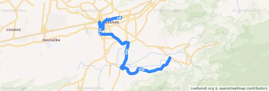Mapa del recorrido Ônibus 836 - Campo Grande → Caboclos de la línea  en Rio de Janeiro.
