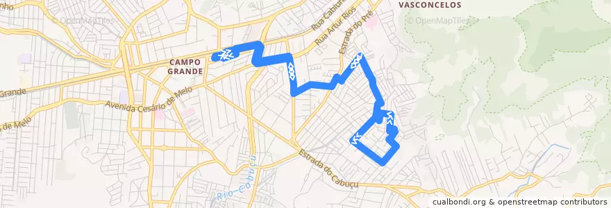 Mapa del recorrido Ônibus 848 - Campo Grande → Bairro Monte Santo de la línea  en Rio de Janeiro.