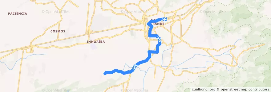 Mapa del recorrido Ônibus 845 - Campo Grande → Cantagalo de la línea  en Rio de Janeiro.