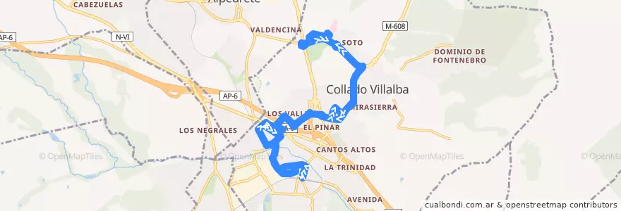 Mapa del recorrido Bus L3: FFCC-EL Gorronal-Hospital-El Gorronal-FFCC de la línea  en Collado Villalba.
