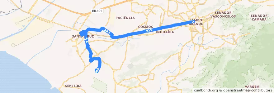 Mapa del recorrido Ônibus 839 - Santa Veridiana → Campo Grande de la línea  en Rio de Janeiro.