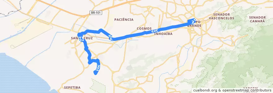 Mapa del recorrido Ônibus 839 - Campo Grande → Santa Veridiana de la línea  en ریودو ژانیرو.