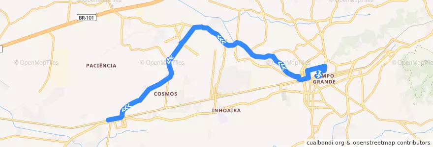Mapa del recorrido Ônibus 842 - Campo Grande → Paciência de la línea  en ريو دي جانيرو.
