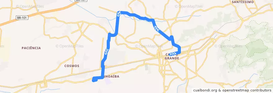 Mapa del recorrido Ônibus 841 - Campo Grande → Vilar Carioca de la línea  en 里约热内卢.