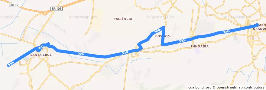 Mapa del recorrido Ônibus 849 - Base Aérea de Santa Cruz → Campo Grande de la línea  en ريو دي جانيرو.