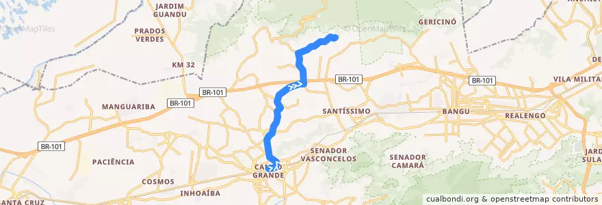 Mapa del recorrido Ônibus 850 - Campo Grande → Mendanha de la línea  en ريو دي جانيرو.