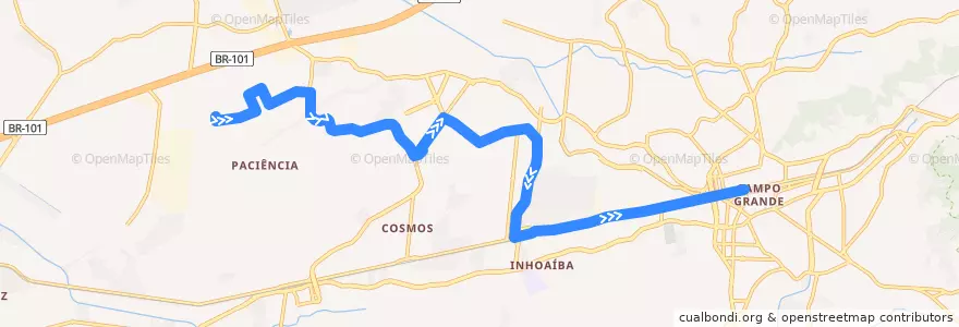 Mapa del recorrido Ônibus 893 - Jardim Palmares → Campo Grande de la línea  en Rio de Janeiro.