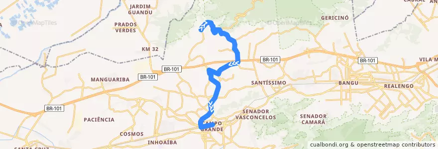 Mapa del recorrido Ônibus 895 - Serrinha → Campo Grande de la línea  en Rio de Janeiro.