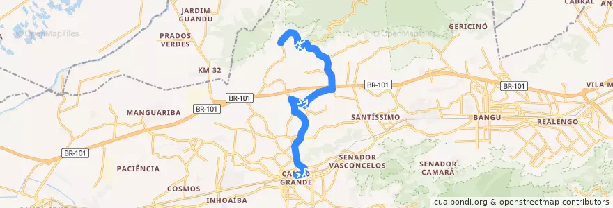 Mapa del recorrido Ônibus 895 - Campo Grande → Serrinha de la línea  en Rio de Janeiro.