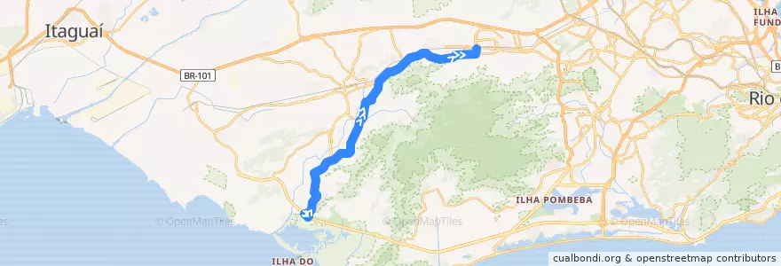 Mapa del recorrido Ônibus 883 - Mato Alto → Bangu de la línea  en Rio de Janeiro.