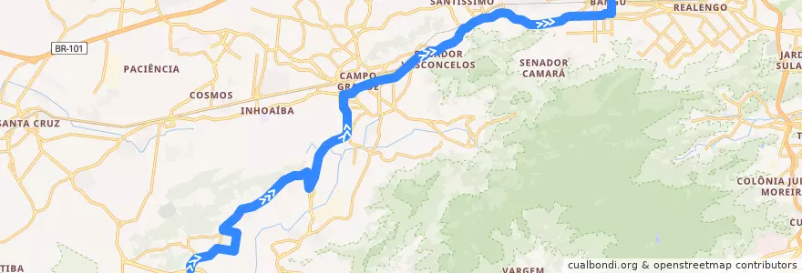 Mapa del recorrido Ônibus 855 - Magarça → Bangu de la línea  en Rio de Janeiro.