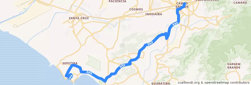 Mapa del recorrido Ônibus 884 - Sepetiba → Campo Grande de la línea  en Rio de Janeiro.